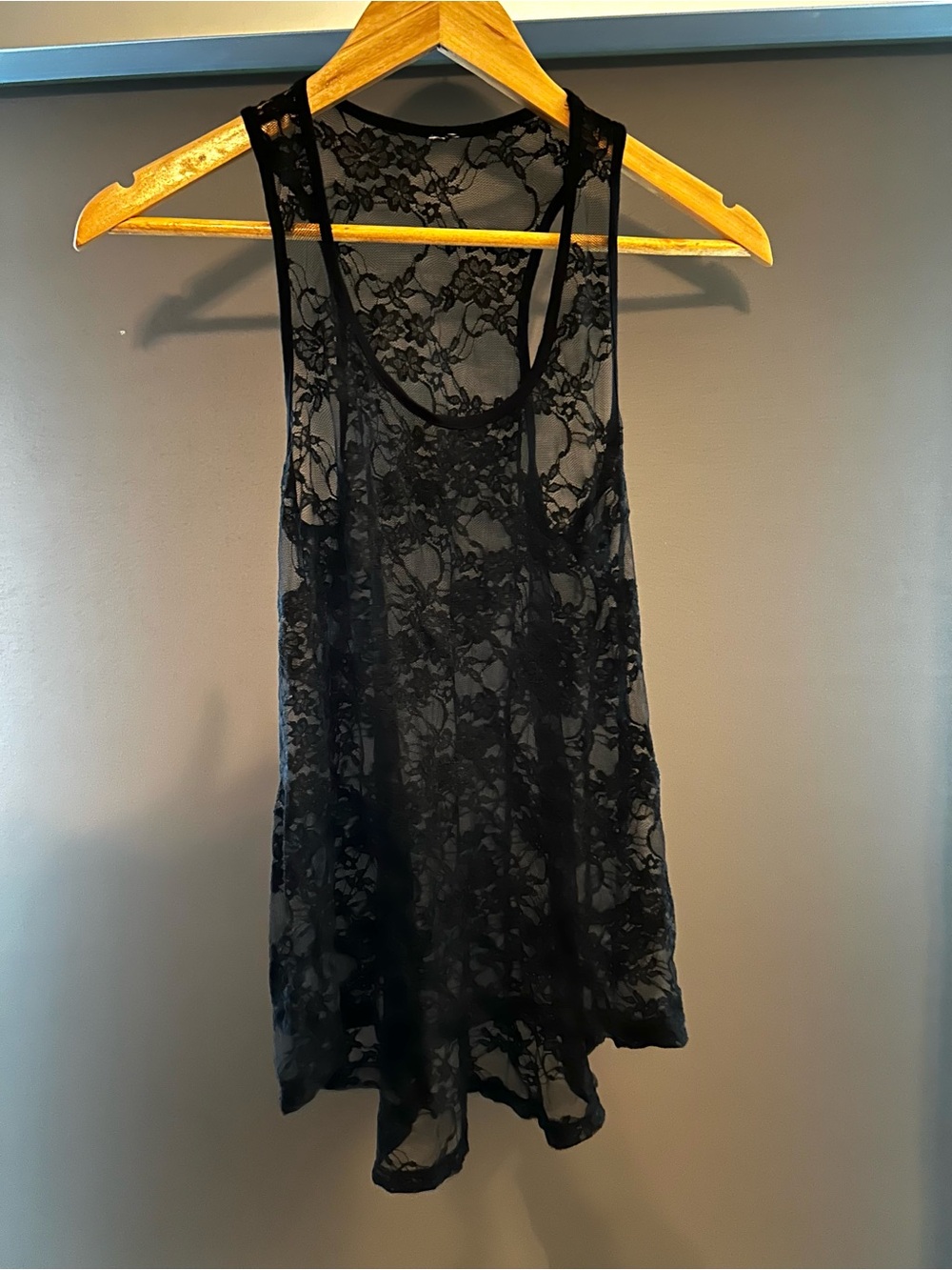 Sheer Black Floral Lace Tank Top